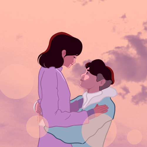 Love artwork with the title 'Romantic couple'