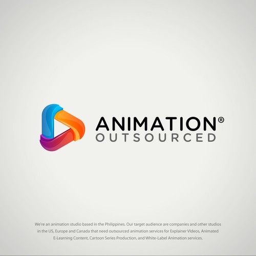 3d hexagon logo with the title 'Animation Outsourced Logo'