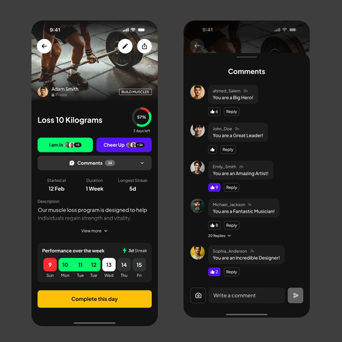 Profile design with the title 'Social Habit Tracking App'