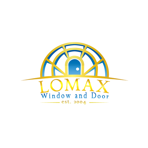 Metallic logo with the title 'LOMAX Window and Door'