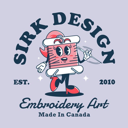 Embroidery design with the title 'Mascot Logo Design for an Embroidery Business'
