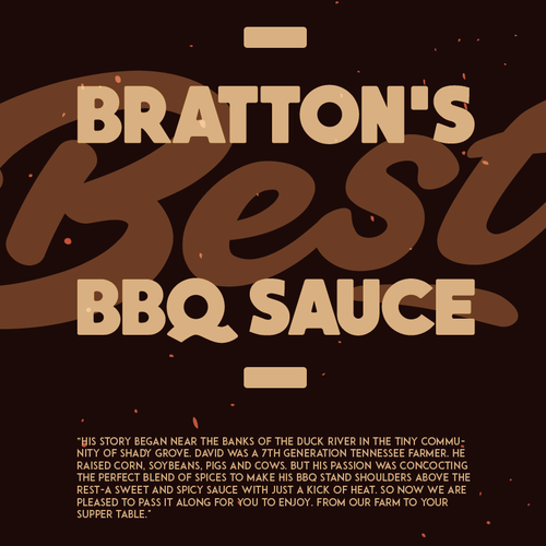 Jar label with the title 'Bratton's Best BBQ'