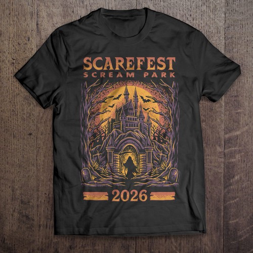 Reaper design with the title 'Scarefest Scream Park Tshirt design'
