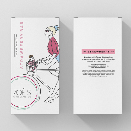 Cocoa packaging with the title 'Packaging design for Zoe's Chocolate'
