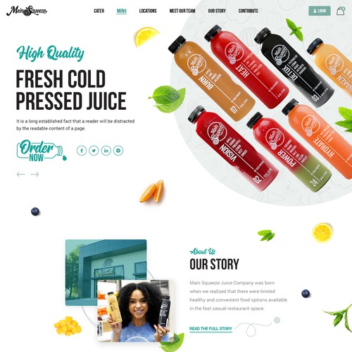 Juice design with the title 'Fresh Juice Website Design'