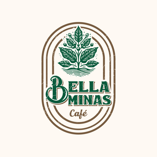 Coffee bean logo with the title 'Bella Minas Café'