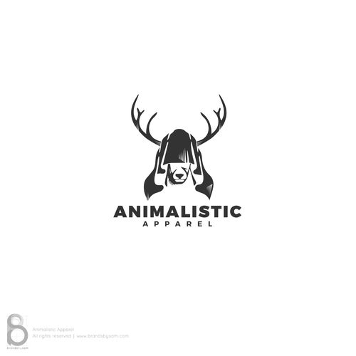 Shirt logo with the title 'Hooded Deer logo concept for Animalistic Apparel'