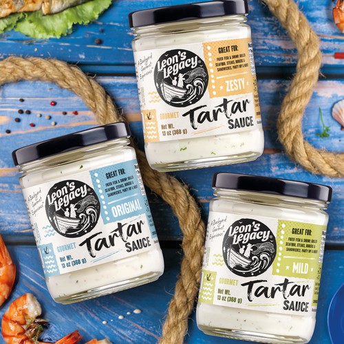 Sauce label with the title 'Tartar sauce labels + logo'