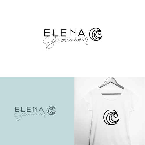 Swimwear logo with the title 'Elena C. Swimwear - Logo Design Concept'
