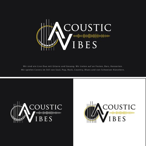 Guitarist logo with the title 'An inspiring logo for a live acoustic guitar and vocal duo.'