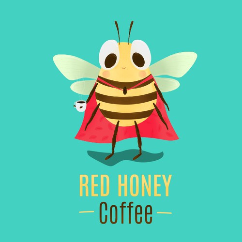 Cape design with the title 'Red Honey Coffee mascot concept '