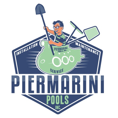 Pool design with the title 'Vintage Logo Design Pool Company'