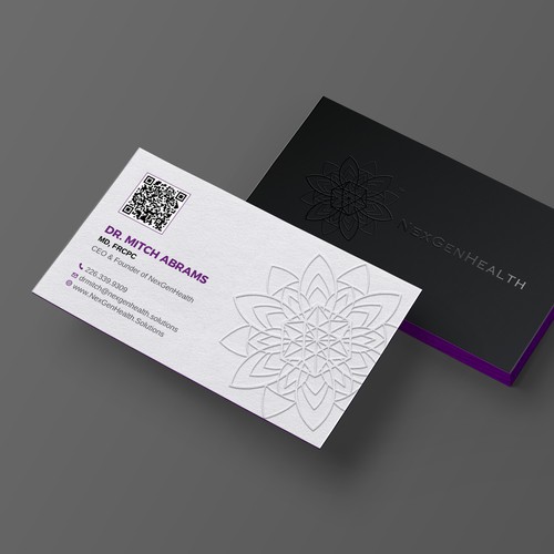Spot UV design with the title 'White embossed business card'