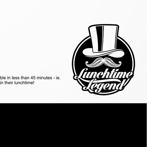 Mustache logo with the title 'Lunchtime Legend'