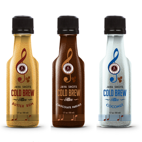Chocolate label with the title 'Cold brew natural coffee energy shots label'