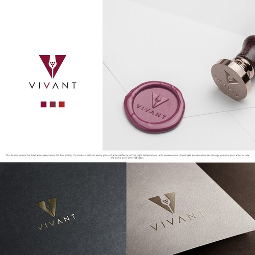 Winery logo with the title 'Vivant - fine dining wine delivery'