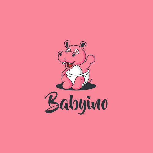 Hippo logo with the title 'Babyino benötigt ein schönes einzigartiges Logo'