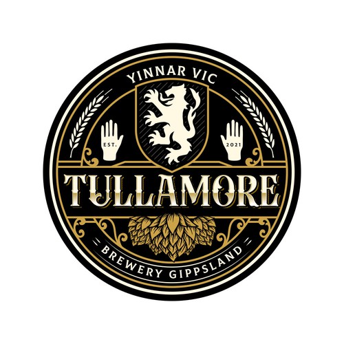 Art Nouveau logo with the title 'Tullamore Brewery Gippsland'