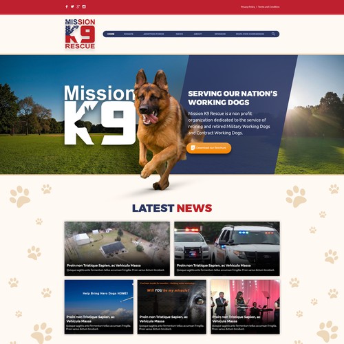 Parallax website with the title 'Mission K9 Rescue'