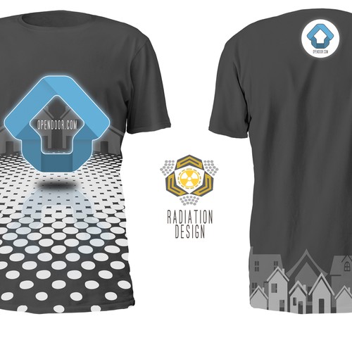 Dark t-shirt with the title 'Design Opendoor's First Team Tshirt!'