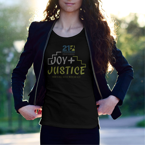 PNG design with the title 'joy + justice'
