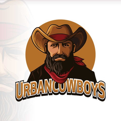 Mustache logo with the title 'Cowboy Mascot Logo'