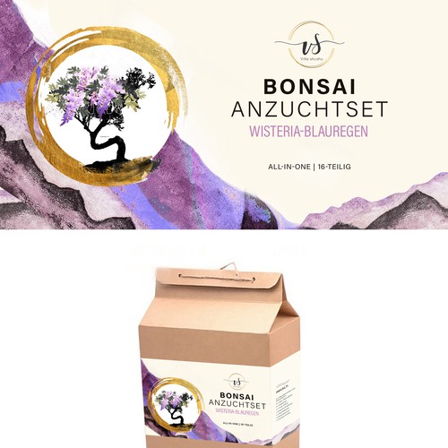 Japanese packaging with the title 'Bonsai packaging label design'