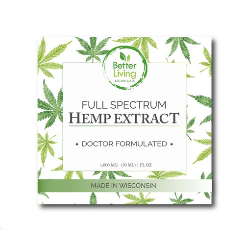 Hemp oil label with the title 'Hemp Extract '