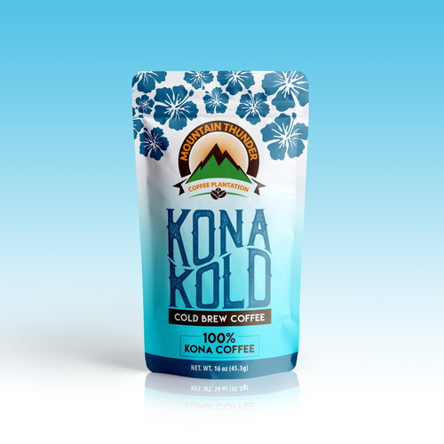 Thunder design with the title 'Kona Kold, Cold Brew Coffee Package'
