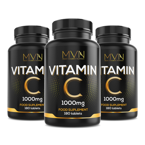 Vitamin label with the title 'Concept design for vitamin c product'