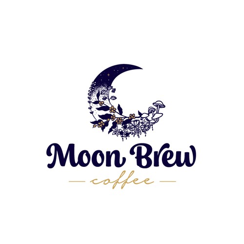 Magical logo with the title 'Moon Brew Coffee'