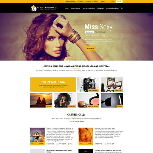Entertainment website with the title 'Entertainment webdesign'