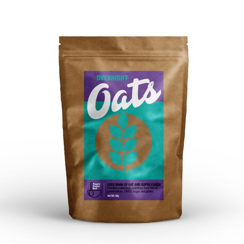 Branding label with the title 'Packaging/ Label Design'