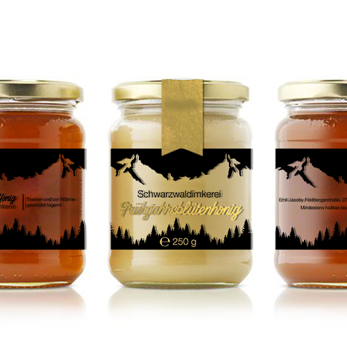 Branding label with the title 'Label design for new honey brand'
