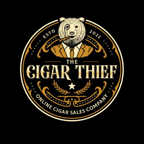 Art Nouveau logo with the title 'The Cigar Thief'