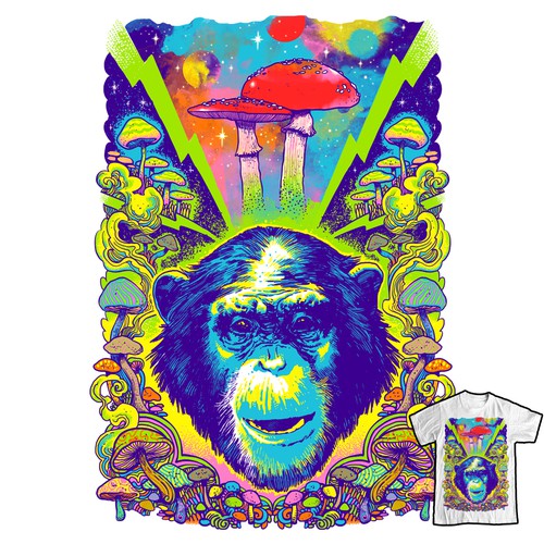 Monkey t-shirt with the title ' Stoned Ape Theory '