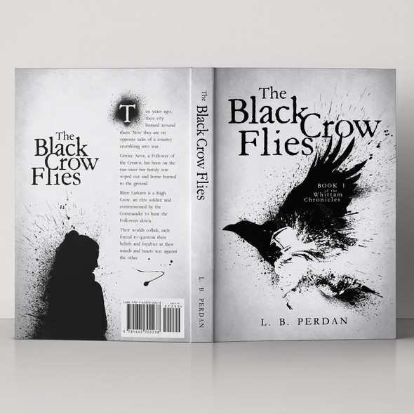 Splash design with the title 'Book Cover for The Black Crow Flies'