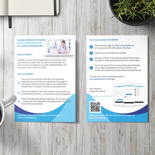 QR code design with the title 'Brochure design — Medical consultation'