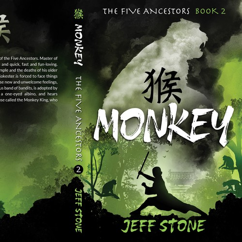 Adventure book cover with the title 'MONKEY, The Five Anscestors - Book 2'