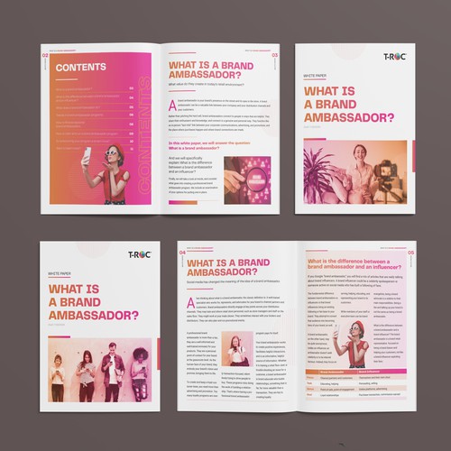 White paper design with the title 'T-ROC Brand Ambassador White Paper'