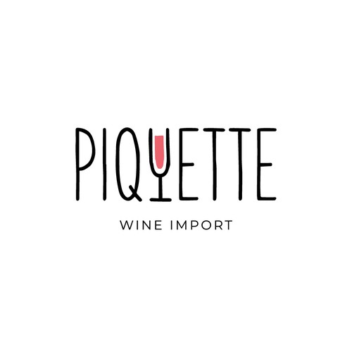 Red and purple design with the title 'Funny logo and packaging for the wine import startup'