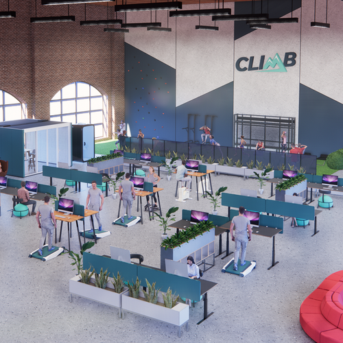 Office space design with the title 'Product vision for modern office'