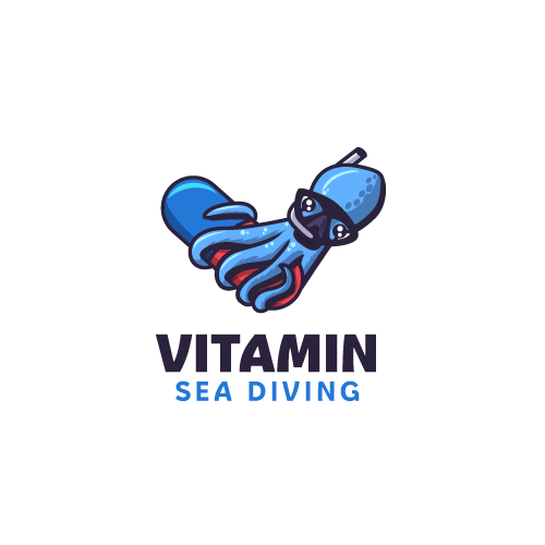 Octopus brand with the title 'An octopus in a scuba mask and snorkel wraps around a vitamin, symbolizing the health and active lifestyle that divers prefer.'
