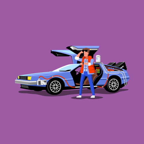 Blue artwork with the title 'Back to the Future'