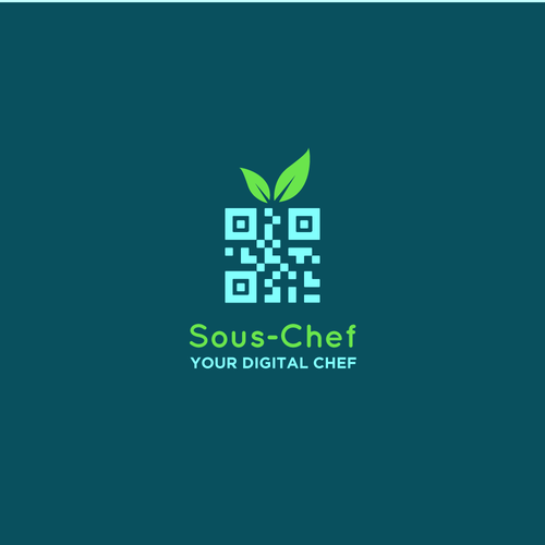 Pixel logo with the title 'QR code logo for a digital chef'