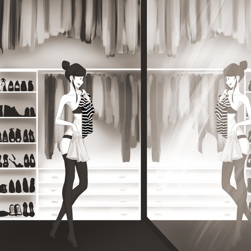 Women artwork with the title 'Illustration of Female Character for a T-shirt Brand'