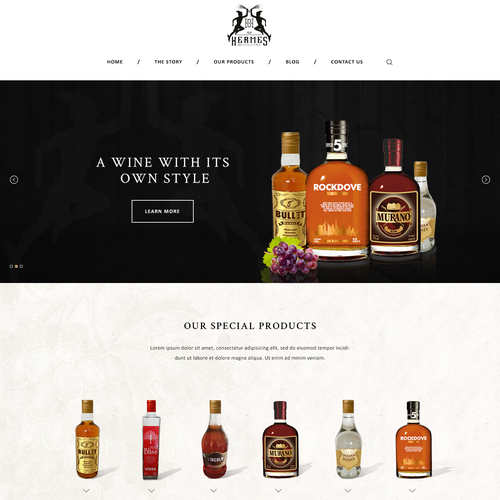 Wine website with the title 'Great Design'