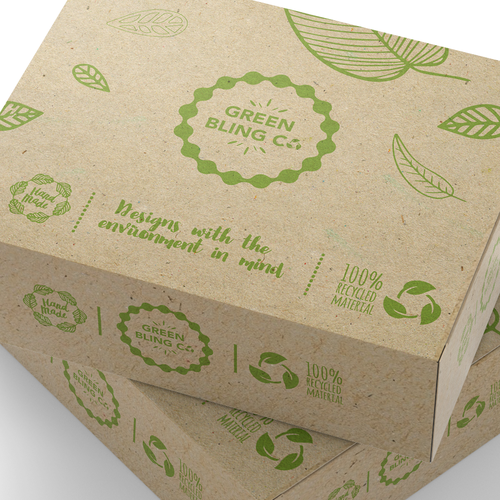 Kraft paper packaging with the title 'Green Bling'