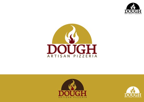 Pizzeria design with the title 'Dough Artisan Pizzeria Logo'