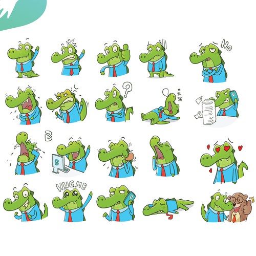 Crocodile design with the title 'Crocodile emoticons'